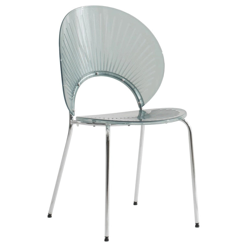 Chaise de salle à manger en plastique avec piètement chromé