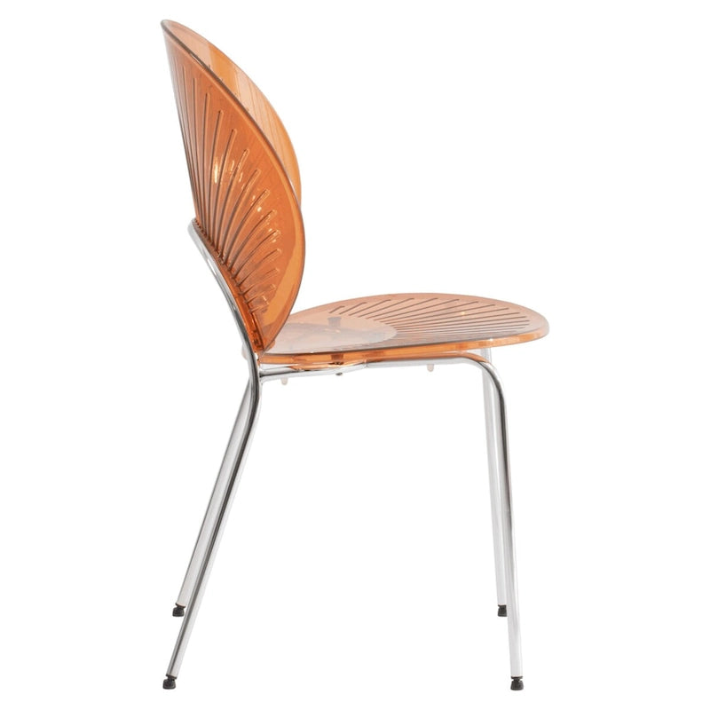 Chaise de salle à manger en plastique avec piètement chromé