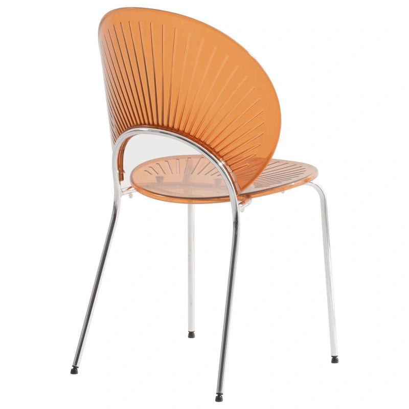 Chaise de salle à manger en plastique avec piètement chromé