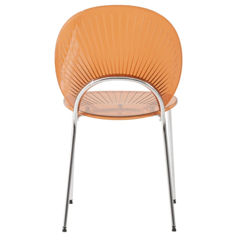 Chaise de salle à manger en plastique avec piètement chromé
