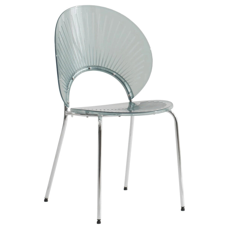 Chaise de salle à manger en plastique avec piètement chromé