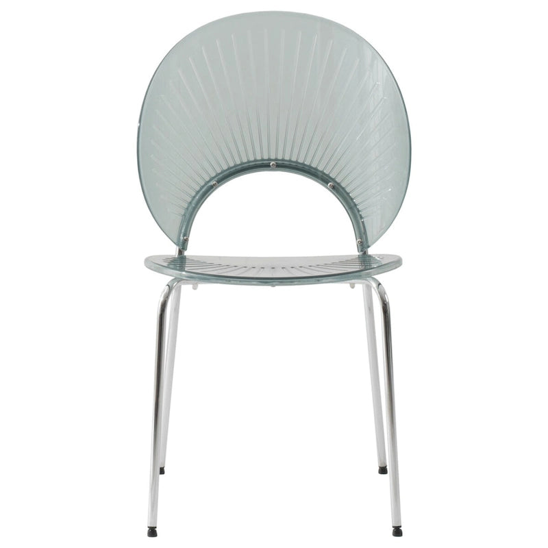 Chaise de salle à manger en plastique avec piètement chromé