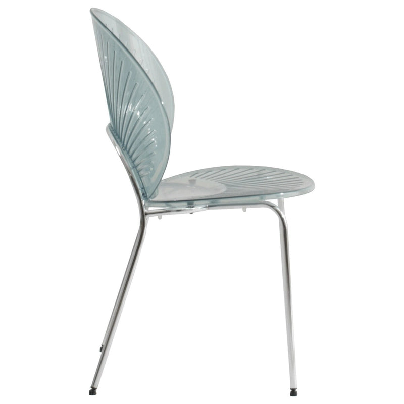 Chaise de salle à manger en plastique avec piètement chromé