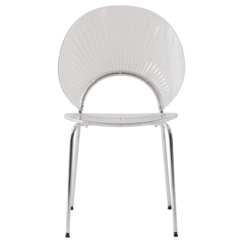Chaise de salle à manger en plastique avec piètement chromé