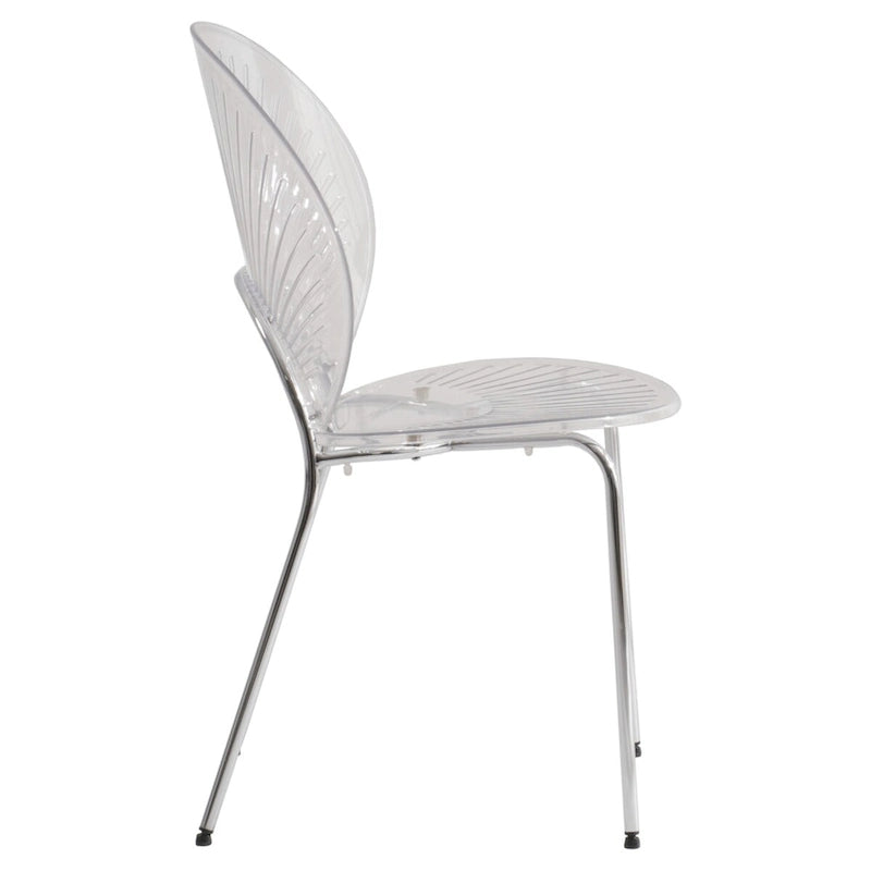 Chaise de salle à manger en plastique avec piètement chromé