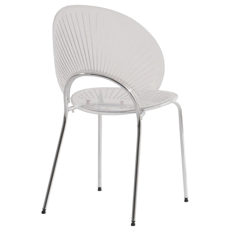 Chaise de salle à manger en plastique avec piètement chromé