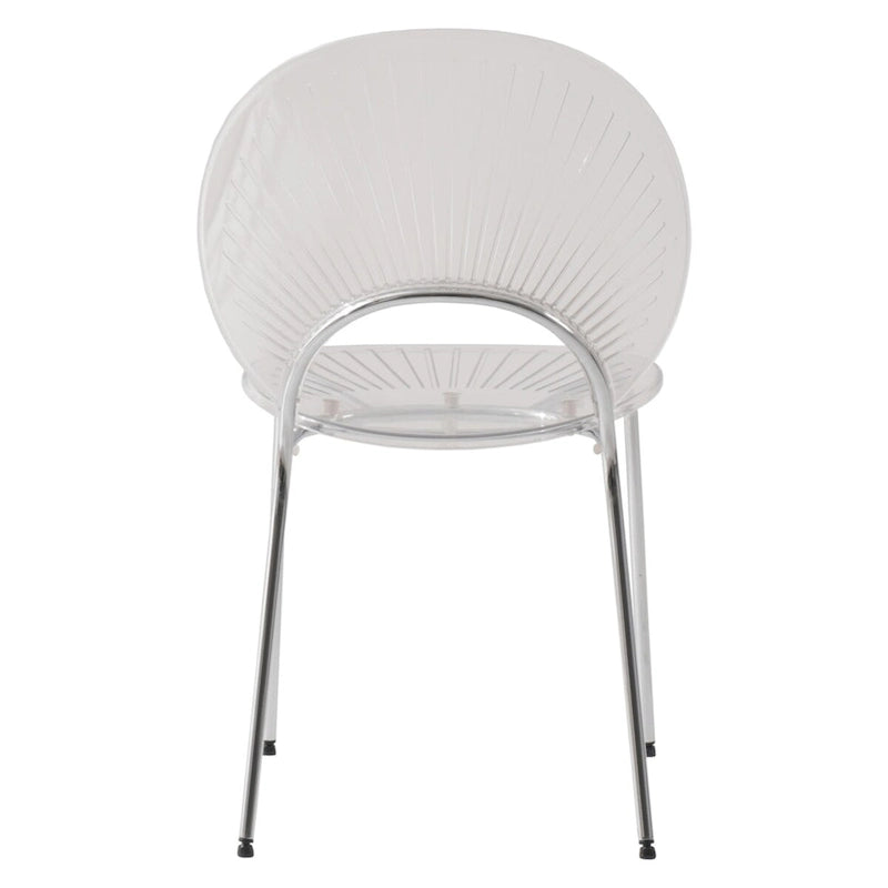 Chaise de salle à manger en plastique avec piètement chromé