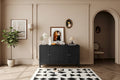 Buffet/Vaisselier Moderne Noir Mat 4 Portes en Bois, Armoire de Rangement d'Appoint de 60 Pouces