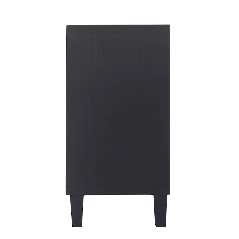 Buffet/Vaisselier Moderne Noir Mat 4 Portes en Bois, Armoire de Rangement d'Appoint de 60 Pouces