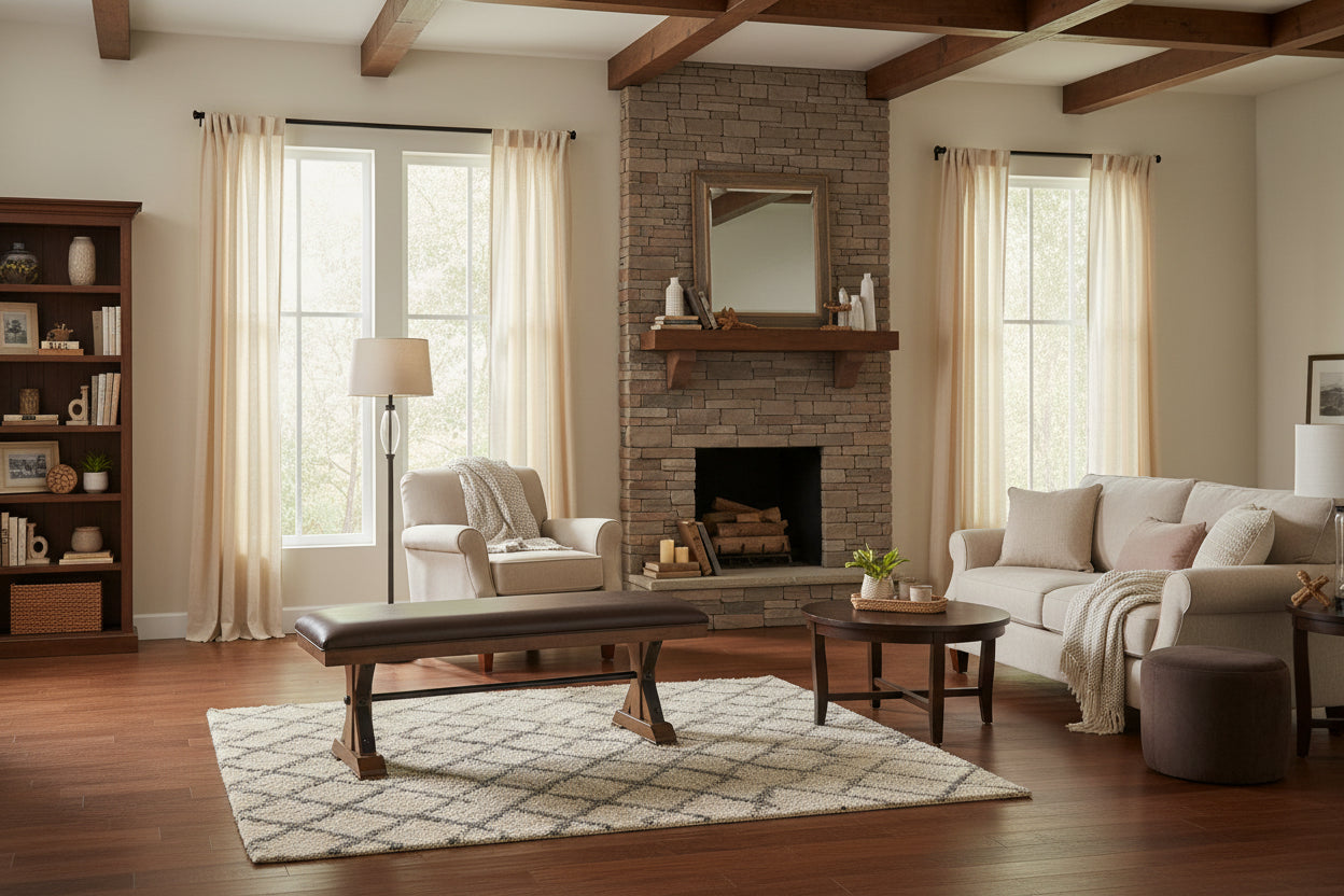 Copper Grove Sieben Brown Bench with Cushion