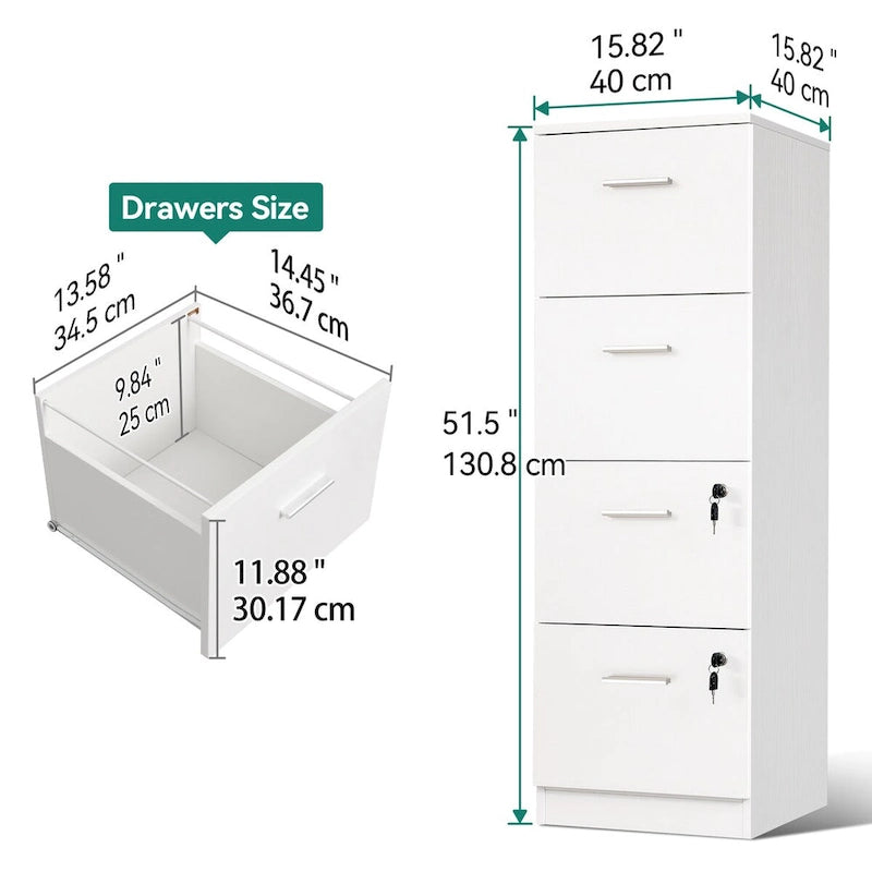 Classeur vertical verrouillable à 4 tiroirs de 130 cm pour le bureau à domicile